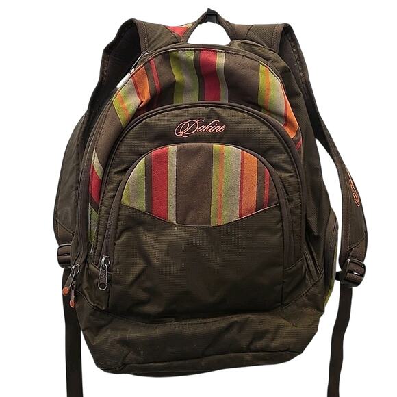 Dakine Womens Prom Pack Backpack Brown Stripes Hiking School Rucksack - Picture 1 of 16